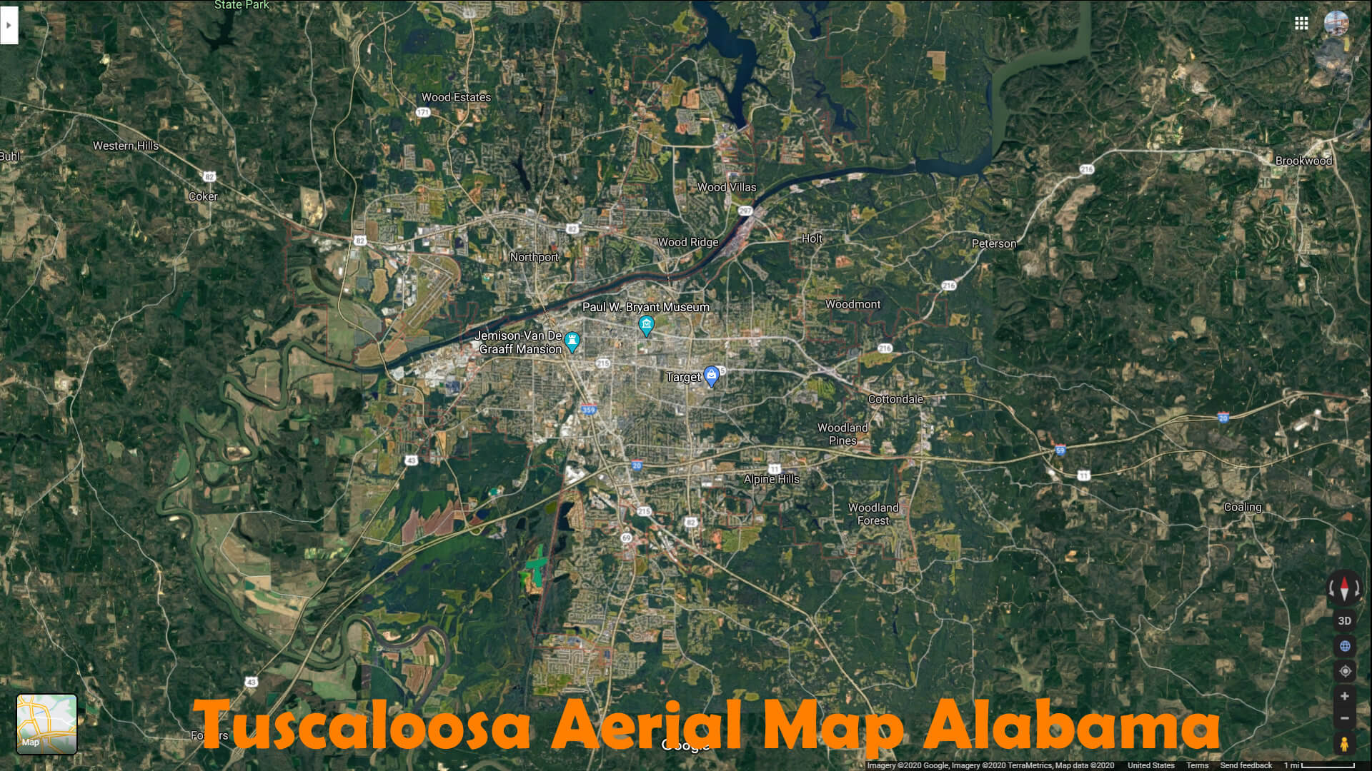 Tuscaloosa Aerial Map Alabama